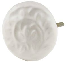 Solid Cream Floral Ceramic Cabinet Knobs